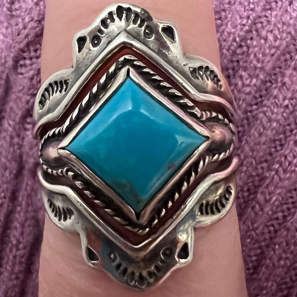 3 Piece Set Of Sterling Silver And Turquoise Rings